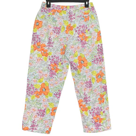 Talbots Vintage Pants Floral High Rise Cropped Botanical Boho Retro Summer 8 - Picture 3 of 3